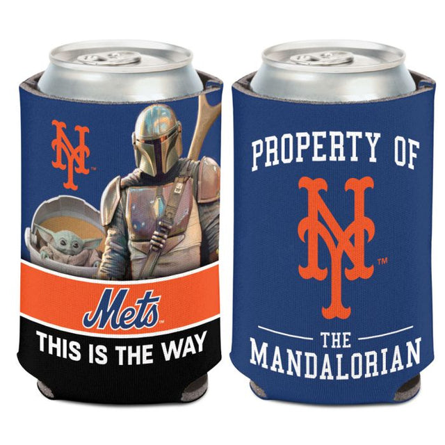 Enfriador de lata de 12 oz con el logo de New York Mets y Star Wars Mandalorian.