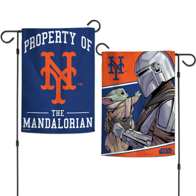 Banderas de jardín de los New York Mets/Star Wars Mandalorian de 2 lados, 12,5" x 18"