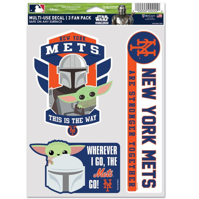 Paquete multiusos para 3 fanáticos de los New York Mets y Star Wars Mandalorian