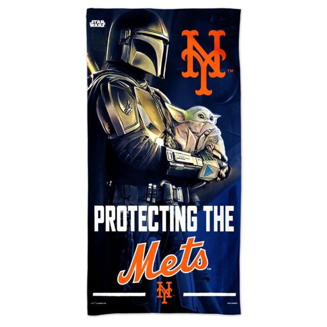 Toalla de playa Spectra de los New York Mets y Star Wars Mandalorian de 30" x 60"