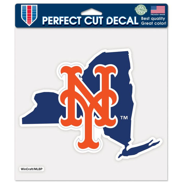 Calcomanía de color de corte perfecto con forma de estado de los New York Mets de 8" x 8"