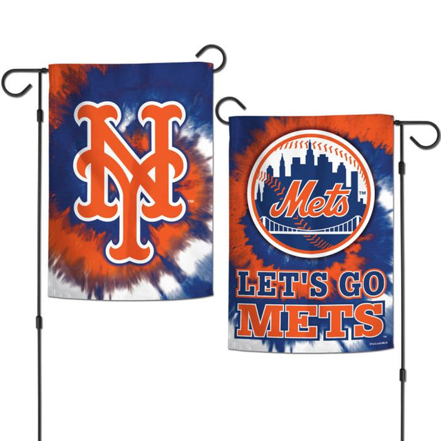 Banderas de jardín teñidas con motivos de los Mets de Nueva York, de 2 lados, 12,5" x 18"