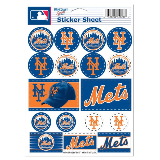 Lámina de calcomanías de vinilo de los New York Mets de 5" x 7"