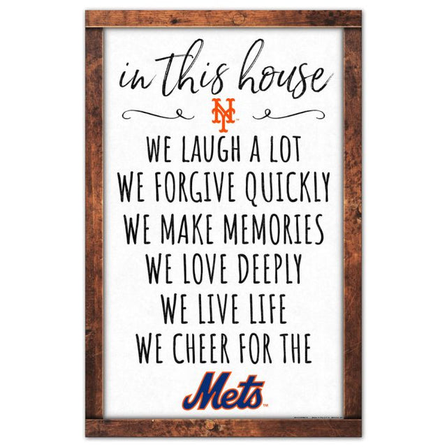 Letrero de madera de los New York Mets de 11" x 17" y 1/4" de grosor