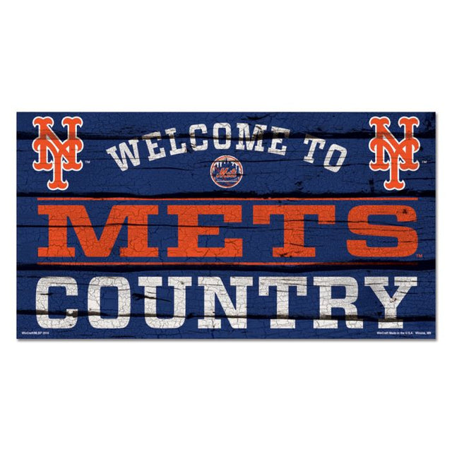 Letrero de madera de los New York Mets de 13" x 24" y 1/4" de grosor