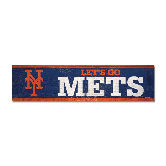 Imán de madera de los Mets de Nueva York de 1,5" x 6"