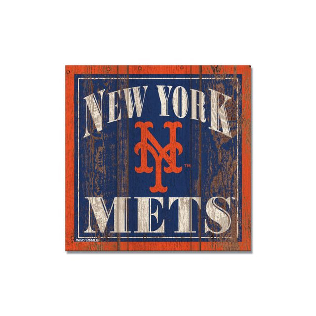 New York Mets Wooden Magnet 3" X 3"