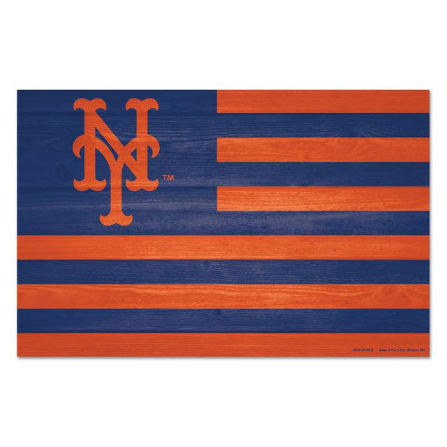 Letrero de madera con la frase americana de los New York Mets, 11" x 17", 1/4" de grosor