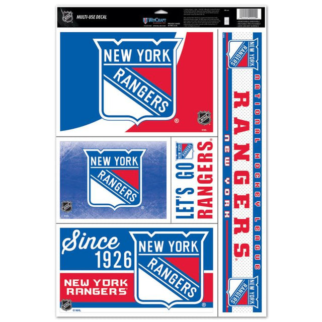 New York Rangers 5 Decals Multi Use Decal 11" x 17"