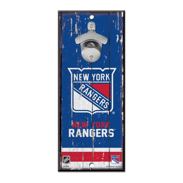 Letrero con abrebotellas de los New York Rangers de 5 x 11 pulgadas