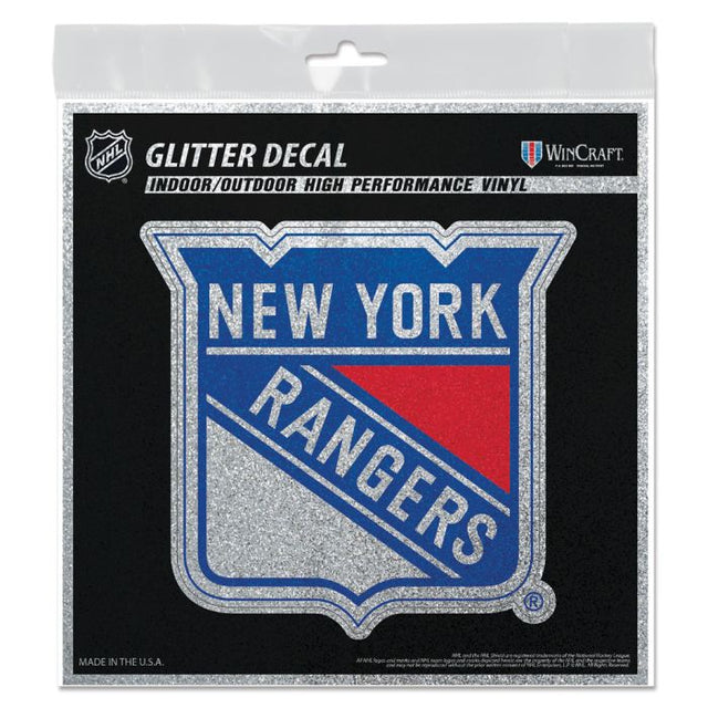 Calcomanía con brillantina de los New York Rangers de 6" x 6"