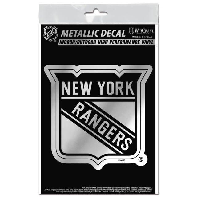 Calcomanía metálica de los New York Rangers de 3" x 5"