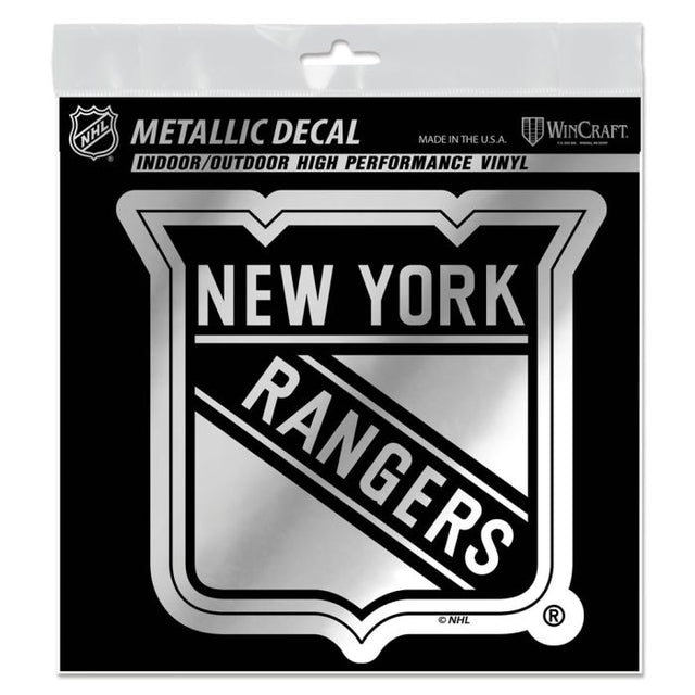 Calcomanía metálica de los New York Rangers de 6" x 6"