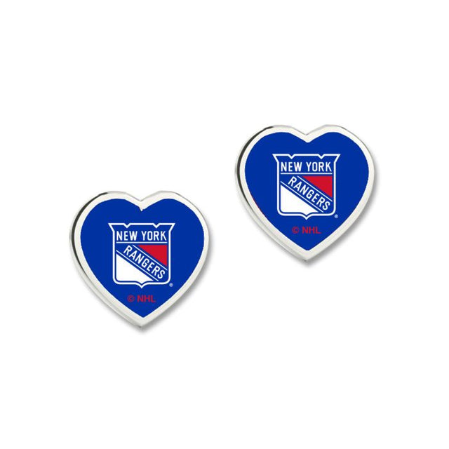 New York Rangers Earrings w/3D Heart