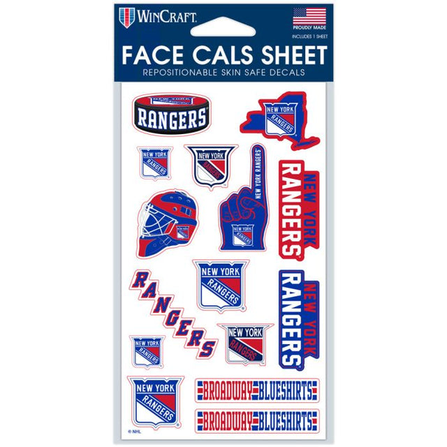 New York Rangers Face Cals 4" x 7"