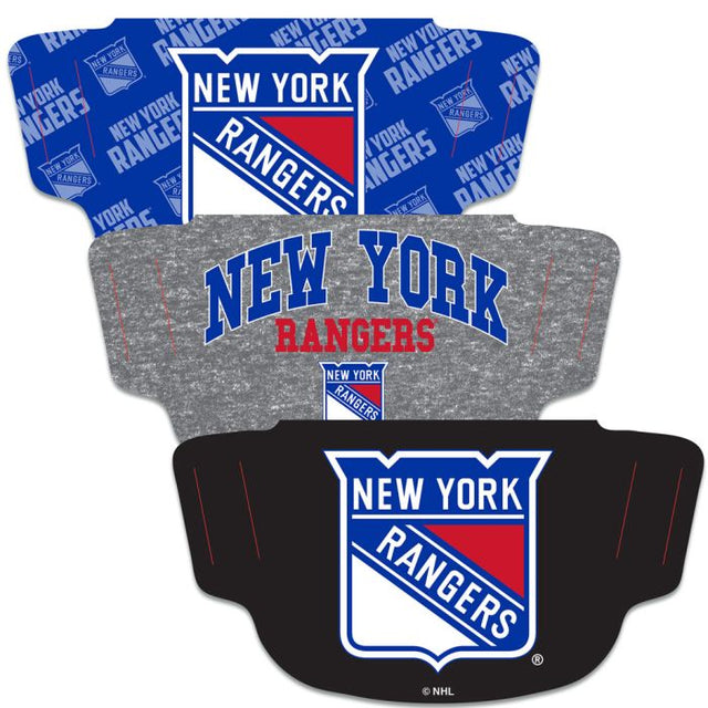 Paquete de 3 mascarillas para fanáticos de los New York Rangers