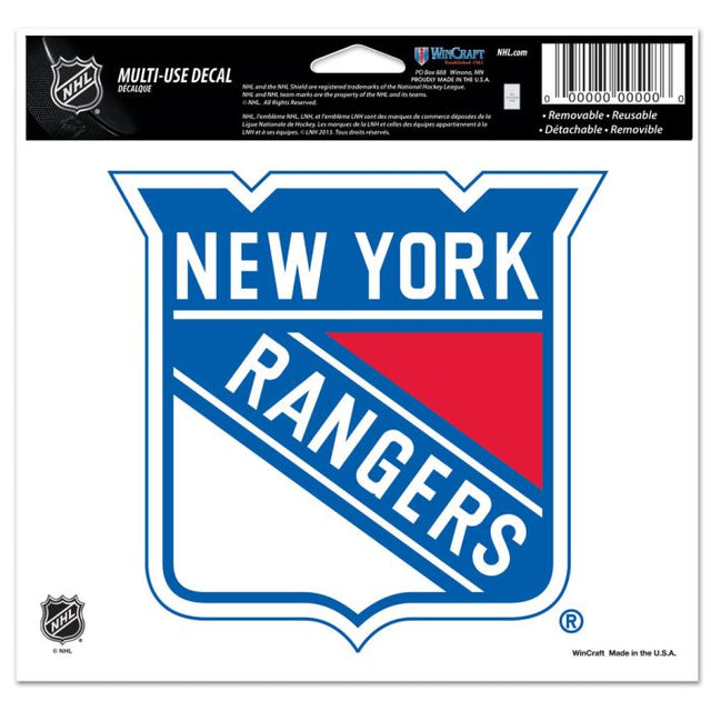 New York Rangers Multi-Use Decal -Clear Bckrgd 5" x 6"