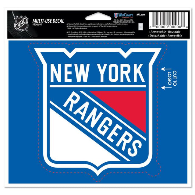 Calcomanía multiusos de los New York Rangers: cortada con el logotipo de 5" x 6"