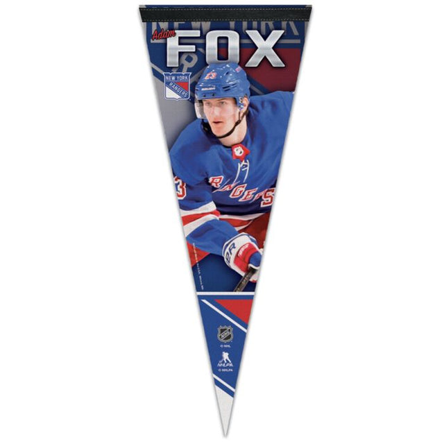 Banderín premium de los New York Rangers de 12" x 30" de Adam Fox