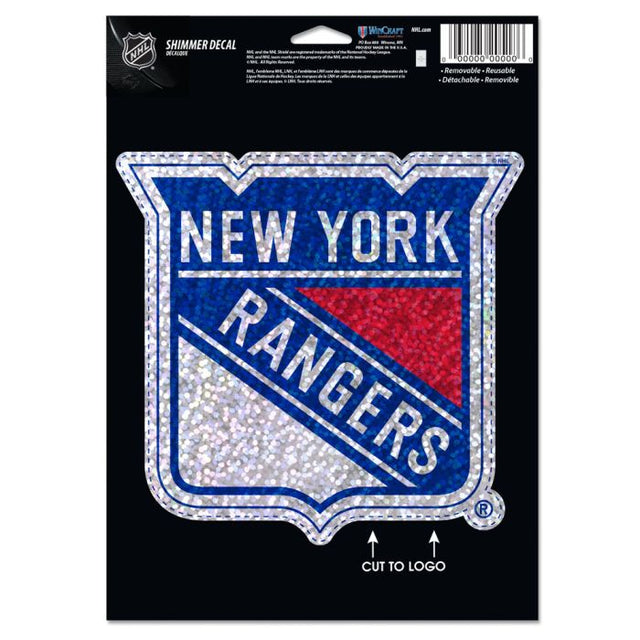 Calcomanías Shimmer de los New York Rangers de 5" x 7"