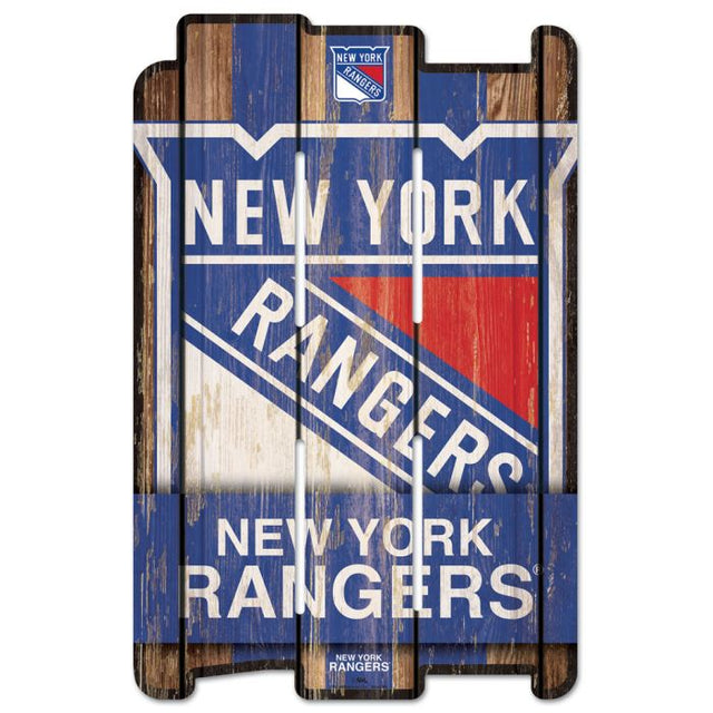 Letrero de madera para valla de los New York Rangers