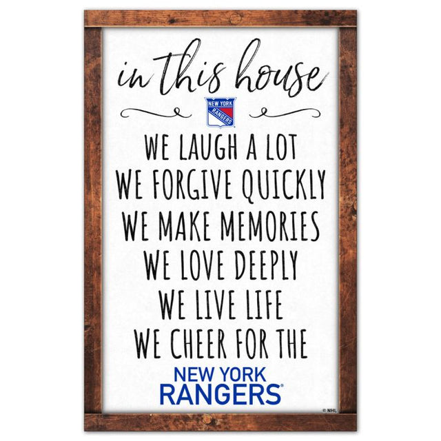 Letrero de madera con la lista de los New York Rangers, 11" x 17", 1/4" de grosor