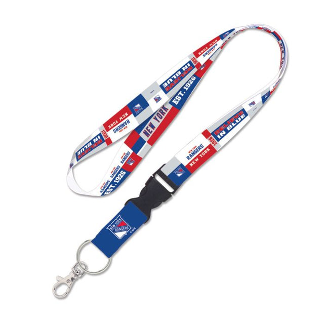 New York Rangers color block Lanyard w/detachable buckle 1"