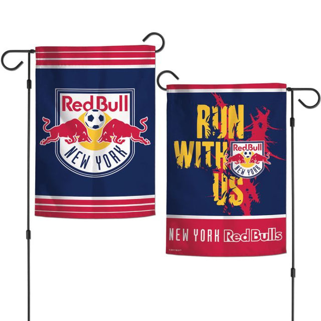 Banderas de jardín con el logotipo de los New York Red Bulls, de 2 lados, 12,5" x 18"