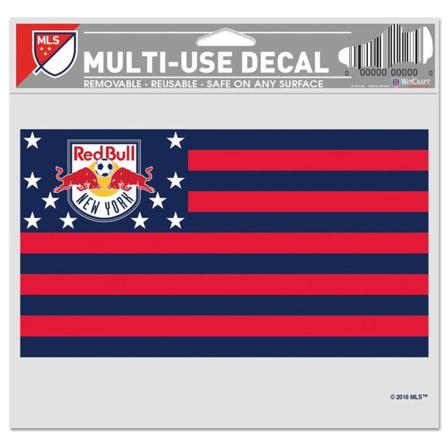 Calcomanía multiusos de New York Red Bulls / Patriotic Americana - Fondo transparente 5" x 6"