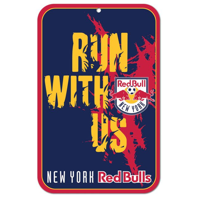 Letrero de plástico de los New York Red Bulls de 11" x 17"