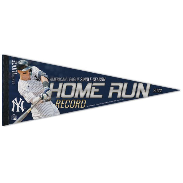 Banderín premium de Aaron Judge con el récord de jonrones de los Yankees de Nueva York de 12" x 30" Aaron Judge