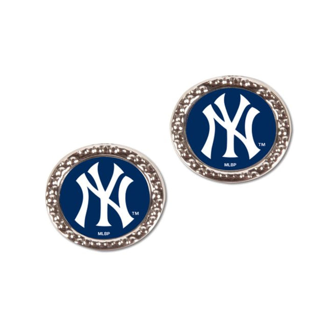 Pendientes de los Yankees de Nueva York Joyería Cardada Redonda