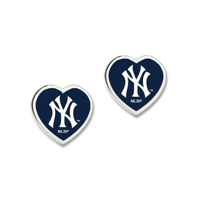 Pendientes de los Yankees de Nueva York con corazón en 3D