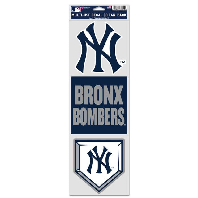 Calcomanías para fanáticos de los Yankees de Nueva York de 3,75" x 12"