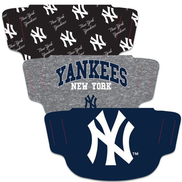 Paquete de 3 mascarillas faciales para fanáticos de los Yankees de Nueva York