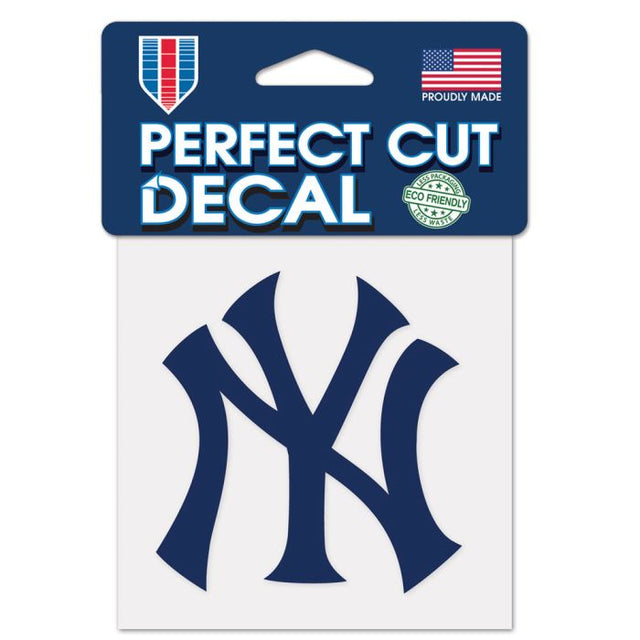 Calcomanía de color de corte perfecto NY Blue de los New York Yankees de 4" x 4"