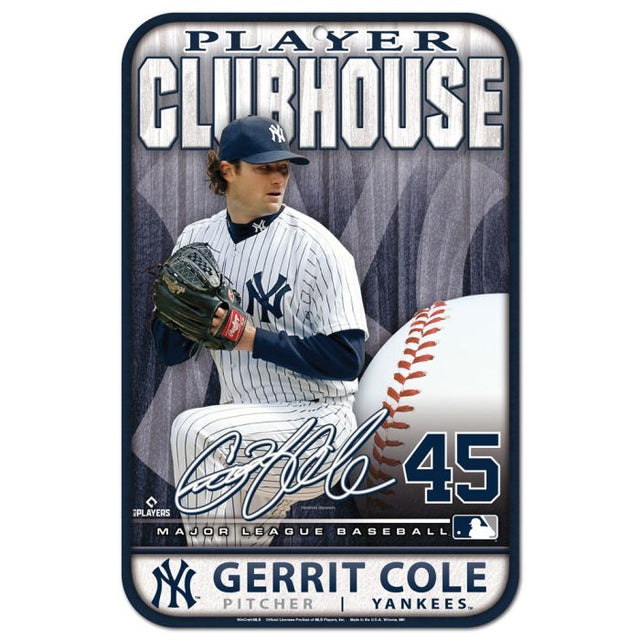 Letrero de plástico de los Yankees de Nueva York de 11" x 17" de Gerrit Cole