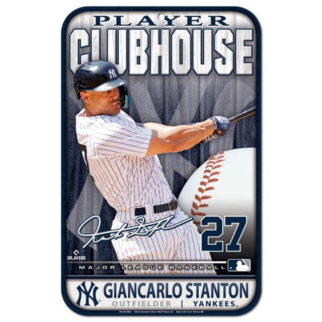 Letrero de plástico de los Yankees de Nueva York de 11" x 17" de Giancarlo Stanton