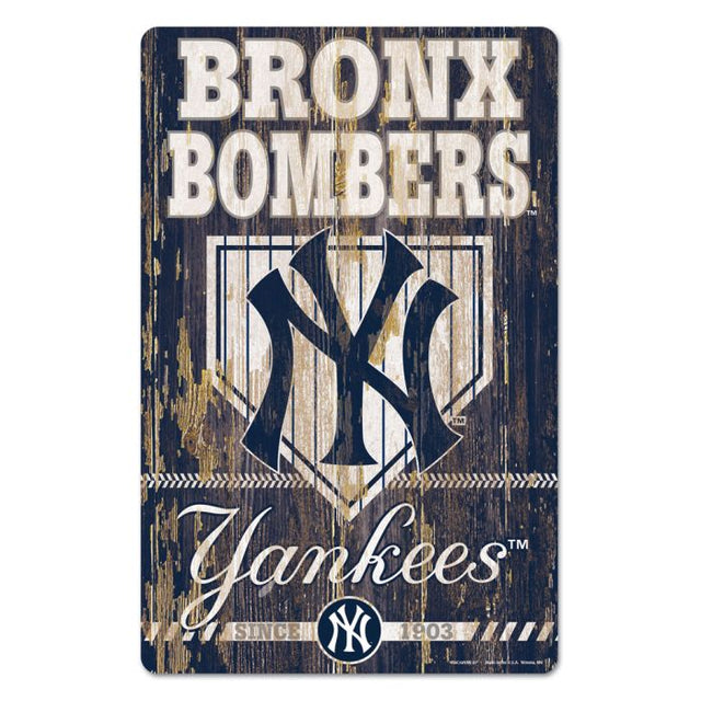 Letrero de madera con el lema de los Yankees de Nueva York, 11" x 17", 1/4" de grosor