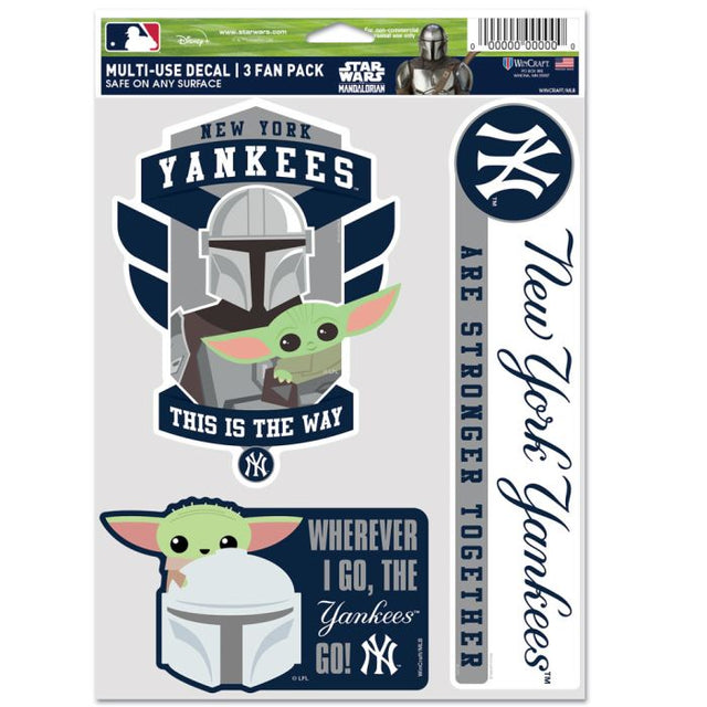 Pack multiusos para 3 fanáticos de los New York Yankees y Star Wars Mandalorian