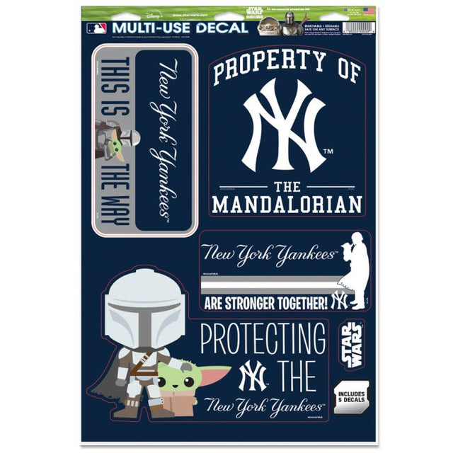 Calcomanía multiusos de los New York Yankees y Star Wars Mandalorian de 11" x 17"