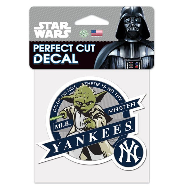 Calcomanía de color de corte perfecto de Yoda de Star Wars / Yankees de Nueva York de 4" x 4"