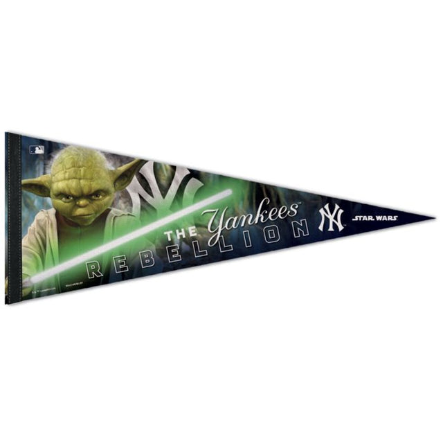 Banderín premium de Yoda de Star Wars / New York Yankees de 12" x 30"