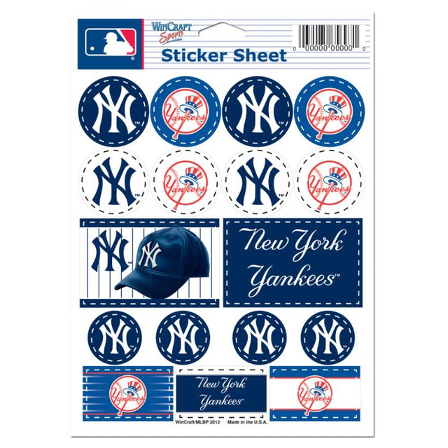 Lámina de calcomanías de vinilo de los Yankees de Nueva York de 5" x 7"