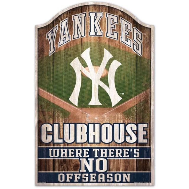 Letrero de madera de los Yankees de Nueva York de 11" x 17" y 1/4" de grosor