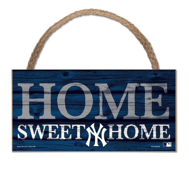 Letrero de madera de los New York Yankees con cuerda de 5" x 10"