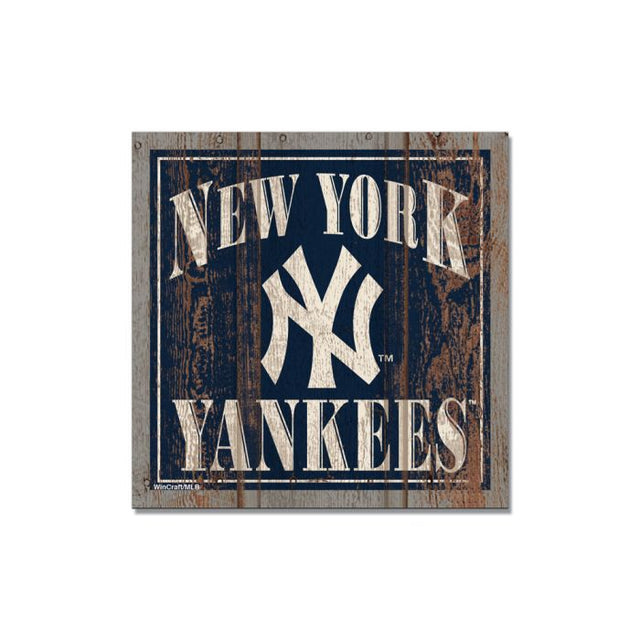 Imán de madera de los Yankees de Nueva York de 3" x 3"