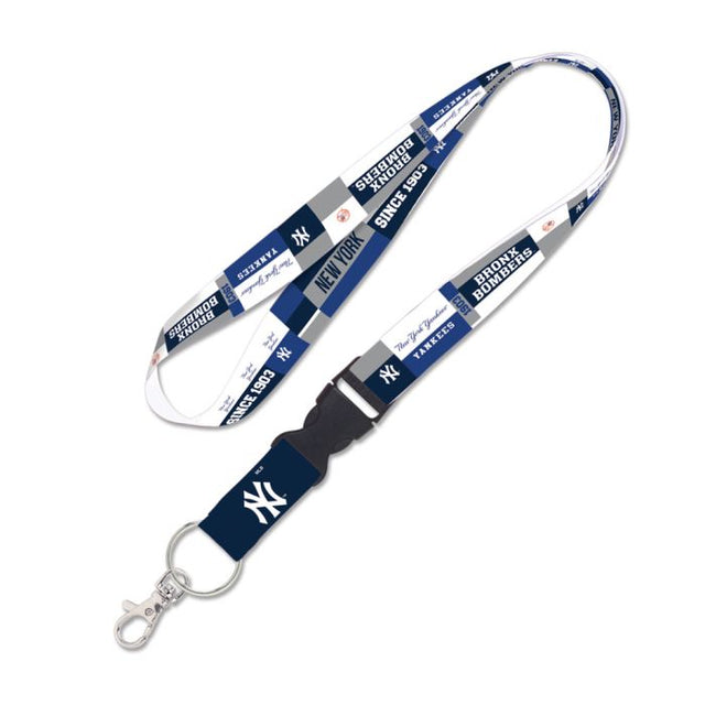 New York Yankees color block Lanyard w/detachable buckle 1"