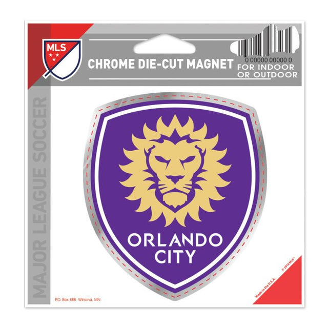 Imán cromado de Orlando City SC de 5,25 x 5,125