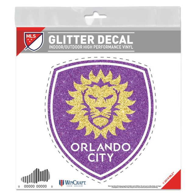 Calcomanía con brillantina del Orlando City SC de 6" x 6"